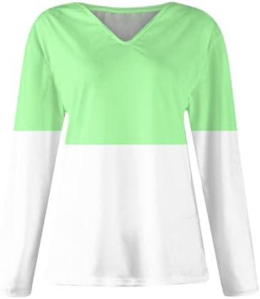NOKMOPO / Дамски Работни Блузи, Дамски Модни и Ежедневни Темпераментен Тениска с V-образно деколте и цветисти