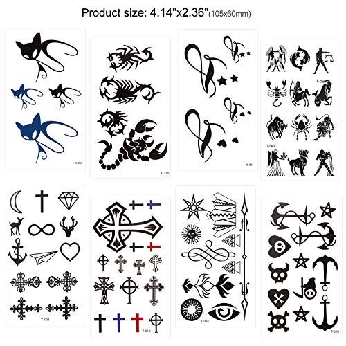Временни Татуировки Konsait за Възрастни, Жени, Мъже, Деца (30 Листа), Водоустойчив Временна Татуировка,