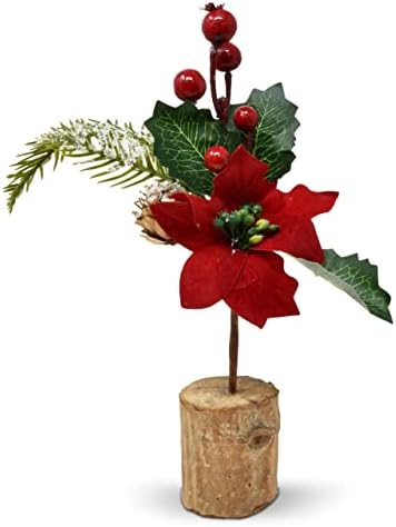Мини Коледно Дърво Настолно украшение Комплект от 3 Дървета Маса в Централната Част на Борови Плодове Клони за