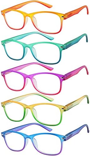 Очила за четене Yogo Vision Light Blue за мъже и Жени, два цвята Очила за четене Havana Rectangle, сбор от 5 + 3
