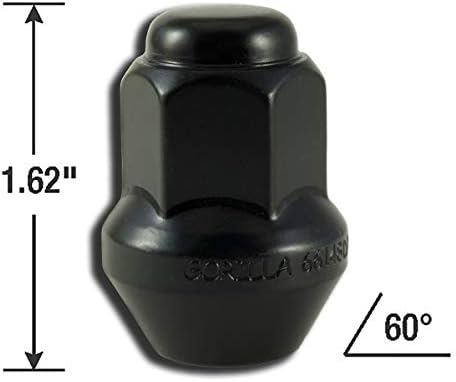 Фабричните ядки Gorilla Automotive 66147BDX с изпъкнали пъпки - Черни – с шестоъгълни глави 7/8 - Размер на резби 14