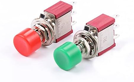 TWRQA 5 бр. променлив ток 2A/250 В 5A/120 В 3-Пинов SPDT Незабавен Бутон превключвател 1 NO 1 NC (Цвят: червен)