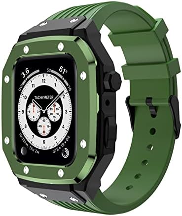 AEMALL Modification министерството на отбраната Kit Метална рамка, Силиконови каишка за Apple Watch Band Case 44 ММ 45 мм