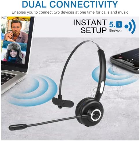 Удобна Bluetooth слушалка, Безжични слушалки UX-M97 с микрофон, Безжична Слушалка за мобилен телефон с Шумоизолация, Поставка