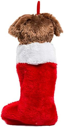 Коледни Чорапи HollyHOME, Анимирани Чорапи с Плюшени Главата Кученце, с Музика и Хлопающими Ушите, Окачени Коледна Украса,