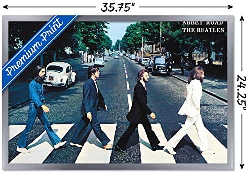 Стенен плакат Trends International Бийтълс -Abbey Road, 22.375 x 34, Версия в сребърна рамка