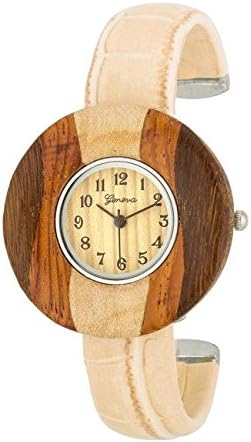 ЛЮБИМИ пайети - часовници с кожени белезници в стил бежов дърво Brenna.
