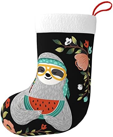 Коледни Чорапи YILEQUAN 18 Инча, Класически Чорапи, Сладък Ленивец, за Семейна Почивка, Украса за Коледното парти