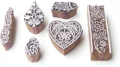 Дървени Печати с обилна и цветен модел на ръчно изработени (комплект от 6 броя)