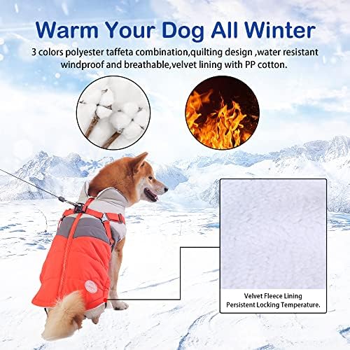 Палто за кучета в студено време с Шлейкой, Водонепроницаемое, Защитено от пръски вода и вятър Топло Зимно яке