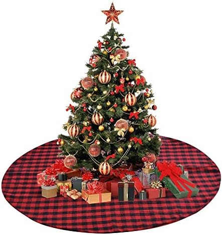 Комплект Souarts Коледна Гирлянда + Коледен Венец + Пола на Коледната Елха в клетка от Бъфало 48 Инча, 2021 Възли Големи