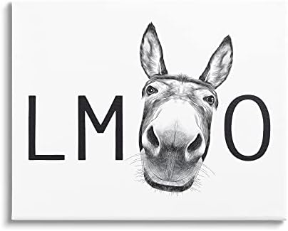 Stupell Industries, LMAO Donkey Забавен Монохромен Случайни Животински Хумор, Дизайн с Надписи и подплата