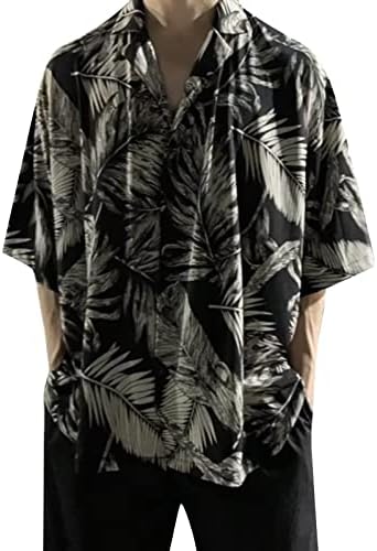 2023 Нова Мъжки Ежедневни Свободна Плажна Хавайска Риза с Флорална Принтом и Къс ръкав копчета, Реколта Риза, Мъжки