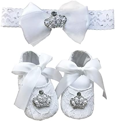 Обувки за Кръщение момичета Bow Dream, Бяла Дантела, Възстановява Цветя