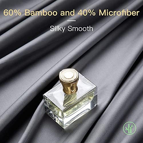 Комплект чаршаф Shilucheng Cooling Дишаща Bamboo_ - Размер на Queen, брой нишки 1800, Супер Копринена мекота, джоб