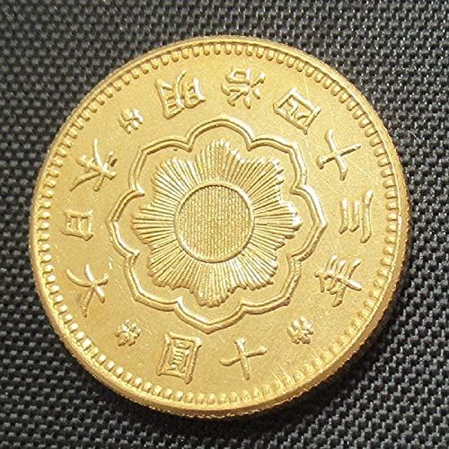 Японски Златни Монети по 10 Юана мортиг 43-Позлатени Копия на Възпоменателни монети