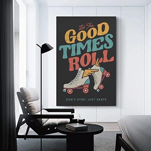 Ретро Арт Плакат с Логото на 80-те години, Реколта Стая за каране на ролкови кънки, Напечатанная Живопис,