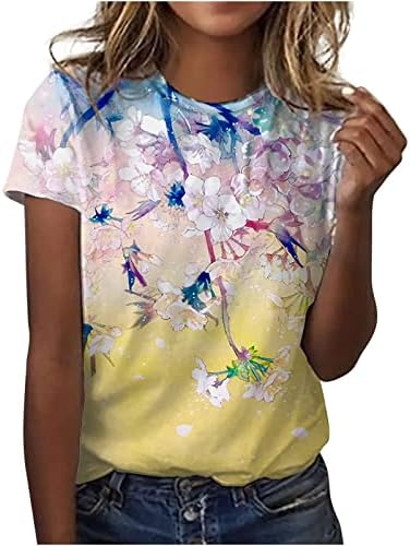 Тениска с Кръгло Деколте за Момичета Лято-Есен 2023, Памучен Тениска с Къс Ръкав и Графичен Дизайн, Блуза