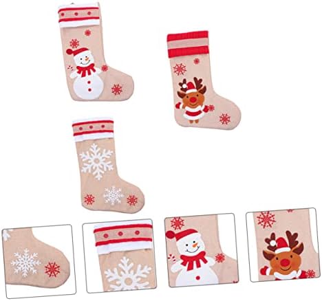 Toyvian 3 бр. Коледни Чорапи, Подарък Чанта на Дядо Коледа, Чорапи от груб конопен плат, Коледен Декор, Коледни