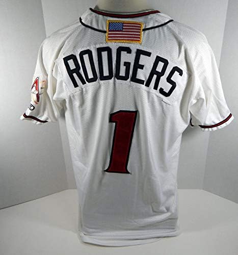 2018 Albuquerque Isotopes Брендън Роджърс 1 Използвана в играта Бяла риза - Използваните в играта тениски MLB