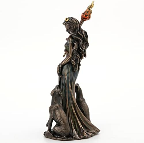 Дизайн Veronese Хеката Височина 9 1/4 инча, Гръцката Богиня на Магията със Своите Гончими, Скулптура от студено Формовани Бронз,