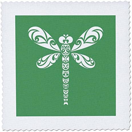 Триизмерна татуировка в стил племенни татуировки под формата на Бели Кончета На Квадратах Зелен юрган (qs_355581_10)
