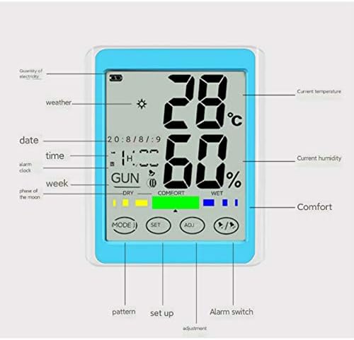 UXZDX CUJUX Дигитален Термометър-Влагомер, Сензорен екран, Точен Дигитален Дисплей, монтиран на стената Домакински Термометър