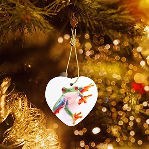 Красноглазая Маймуна Дървесна Жаба Коледен Керамичен Медальон във Формата На Сърце, на Популярния Семеен висулка на Полицата