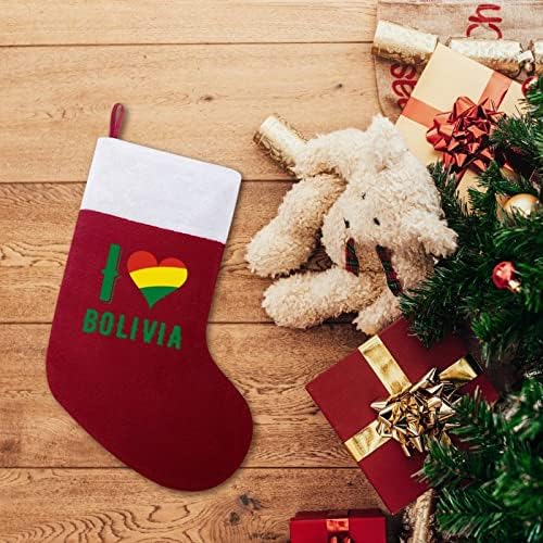 Аз Обичам Боливийские Червени Коледни Празници Чорапи, Украса за Дома, Коледна Елха, Висящи Чорапи за Камината