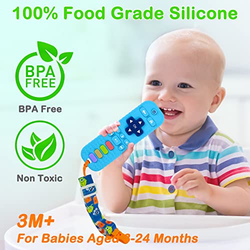 Andywoo 2 Опаковки Силиконови детски играчки За никнене на млечни зъби, Прорезыватель с дистанционно управление за бебето,