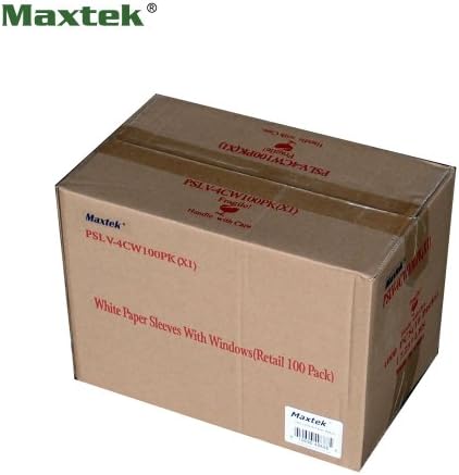 1000 опаковки Maxtek, бели хартиени ръкави за CD / DVD, титуляр-плик с вырезанным прозорец и капак, стандартен