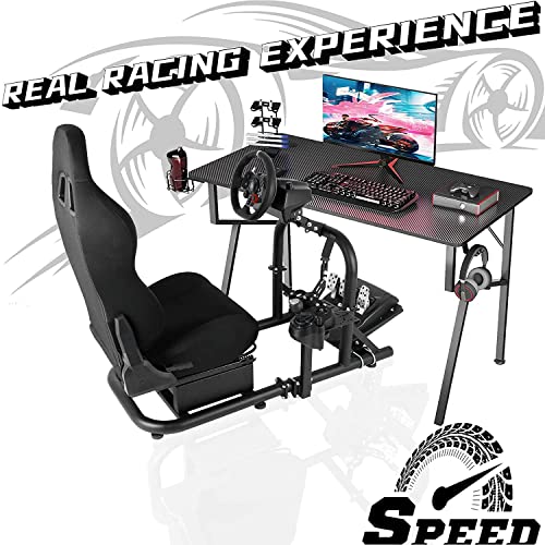 Кабина на симулатор на състезания Dardoo с черна Седалка, поставка за състезателни колела идеална за Logitech G29 G920 G923