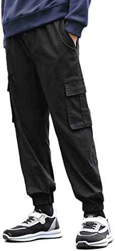 Панталони-карго KGYA момче на експозиции еластичен колан пътеки памук Кепър маратон ученическите си панталони с джобове