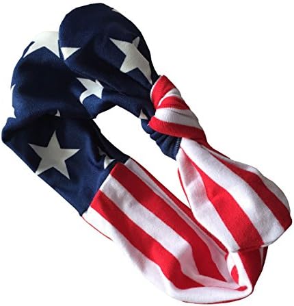 ACMOLIN 4 юли За Малки Момичета Гащеризон с Пискюли под формата на Американски Флаг с Превръзка на Главата