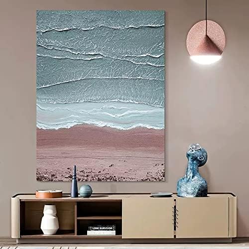 JFNISS Art 3D Абстрактни Художествени Картини - Живопис с маслени бои Върху платно океана ясно синьо, Ръчно Рисувани