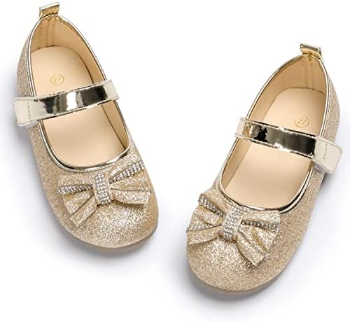 ohsofy/Модел Обувки За Момичета; Обувки Mary Jane, на Равна Подметка с Цветя Модел за Сватбени Партита; Лъскави