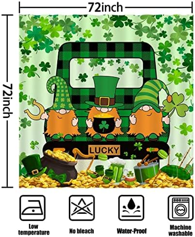 CYREKUD 72 x 72 Завеса за душ за Деня на Св. Патрик Ирландски Зелена Детелина Джудже Камион Комплект За Баня