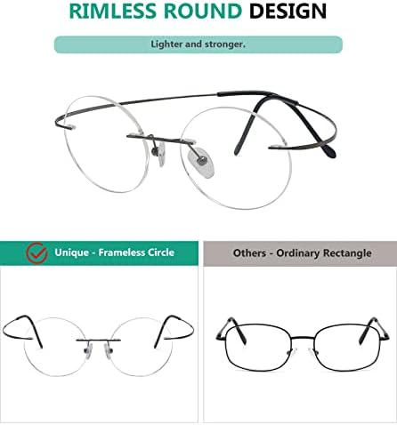 Eyekepper Титанов Кръгли Очила За четене Без Рамки Circle Readers От Оръжеен Метал