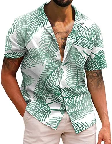 Летни Мъжки Тениски, Мъжки Ежедневни С Къс Ръкав Пролет Лято Ризи с отложным яка и 3D Принтом Блуза Копчета