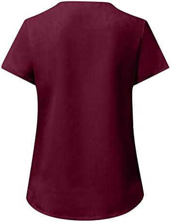 Непрозрачни Ризи за Жени, Дамски Топ с Къс Ръкав, V-образно деколте, Принт във формата на Сърце, Работни Тениски,
