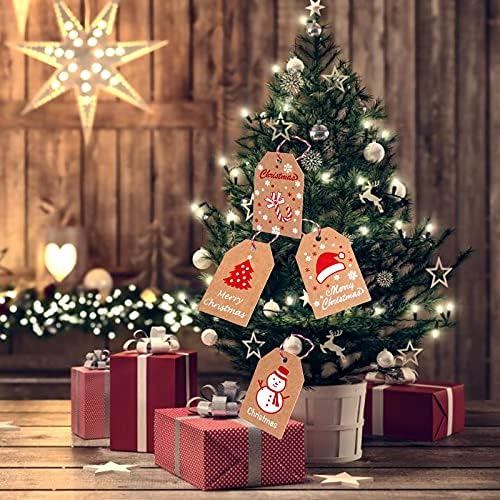 100 Опаковки, Коледни Подаръци крафт-етикети, Коледни Кафяви Хартиени крафт-Етикети, Коледни Висящи Етикети с