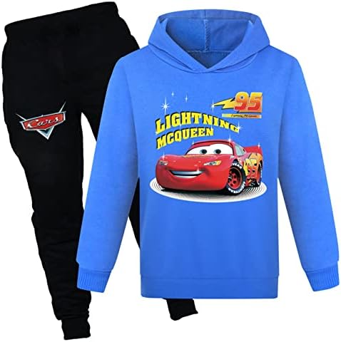 Пуловер с качулка Waroost Teens За момчета Cars McQueen -Блузи и Панталони с качулка, Комплект от 2 теми, Спортен костюм