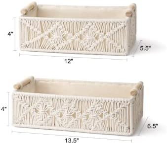 Кошница за съхранение на Ресни Кошница за Тоалетна хартия, Кутия за украса в стил Бохо Ръчно изработени Декоративни