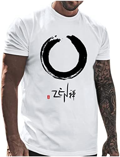 XXBR Мъжки Летни тениски с къс ръкав и графичен писмото принтом в китайски стил с кръгло деколте, спортни, Ежедневни