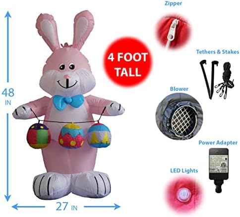 Комплект от две декорации за Великден партита, включва в себе си великденския заек в височина 4 фута с цветни яйца и