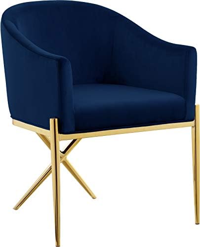 Meridian Furniture Xavier Collection Модерен Кът за кресло с кадифена тапицерия и здрави стоманени Х-образна лети