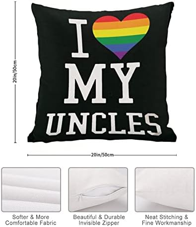 Дъгова Гордост Гей Лесби един и същи пол ЛГБТК Калъфка за възглавница I Love My Gay Uncles Калъфка За Възглавница