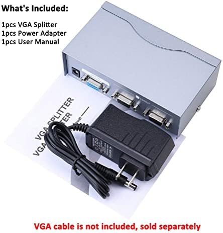 DTECH 2-Лентов VGA Сплитер Усилвател Кутия с висока Резолюция 1080p SVGA Видео 1 в 2 изхода 250 Mhz за 1 КОМПЮТЪР