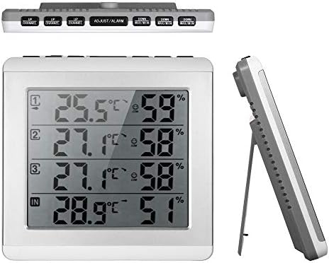 WXYNHHD LCD цифров безжичен термометър-влагомер за помещения и на улицата с 3 предаватели