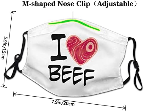 I Love Beef Washable_Mask Унисекс, Кърпи За Лице, За Възрастни, За Многократна Употреба Калъф За Устата, Защита